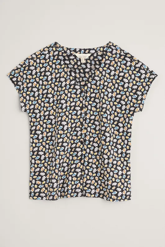 Blouse van biologisch katoen | Seasalt Cornwall studio glass top seaweed ditsy black