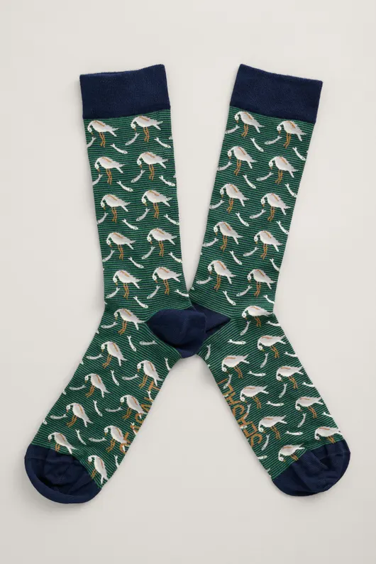 Seasalt Cornwall men's bamboo arty socks glaw spring grass