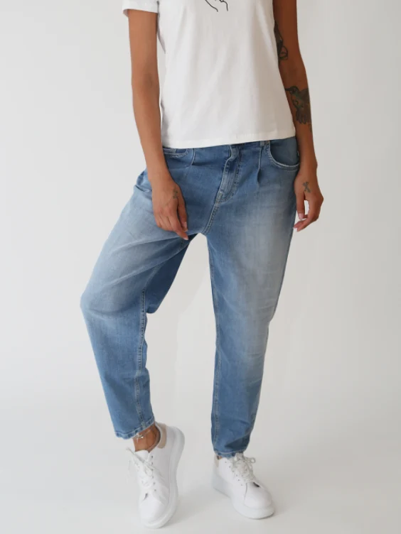 Relaxte blauwe jeans | M.O.D. Irma mom fit ballon blue L30