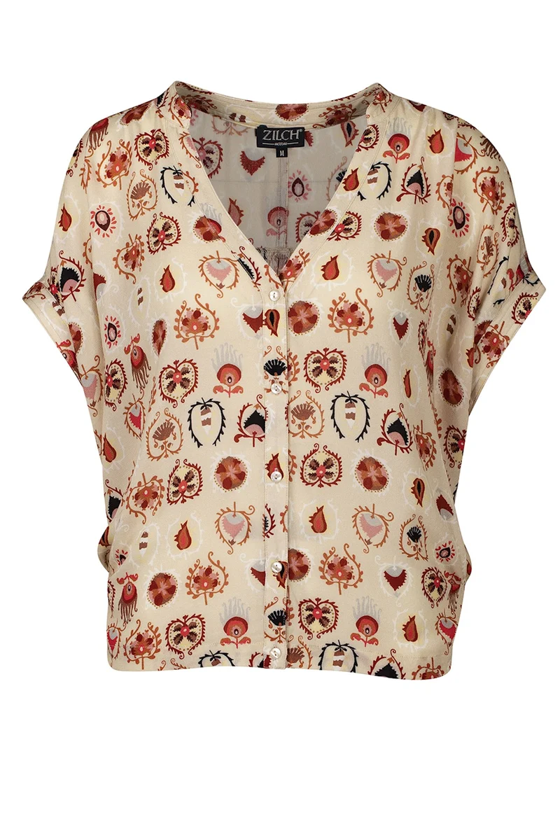 Blouse met korte mouw | Zilch blouse wide Laurel ivory