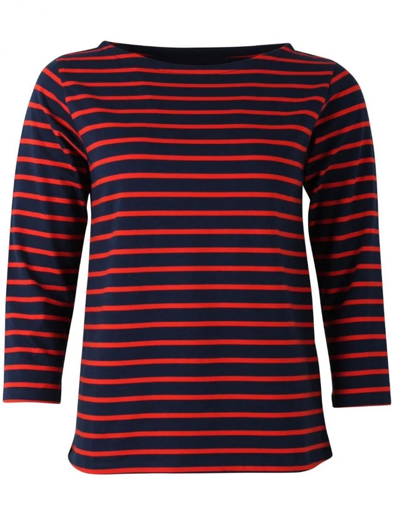 Rood met blauw gestreepte top | Danefae carribean tee navy/bright red