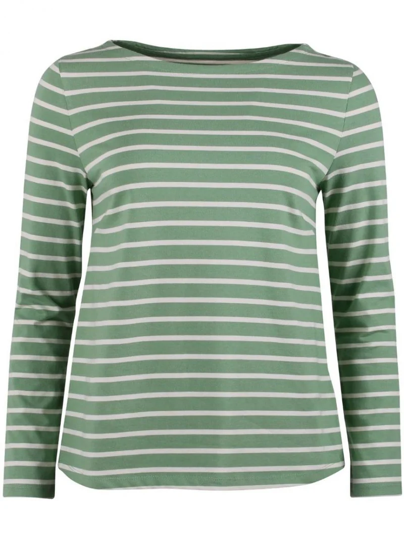 Groen met wit gestreepte top | Danefae Benedikte tee sage/off white
