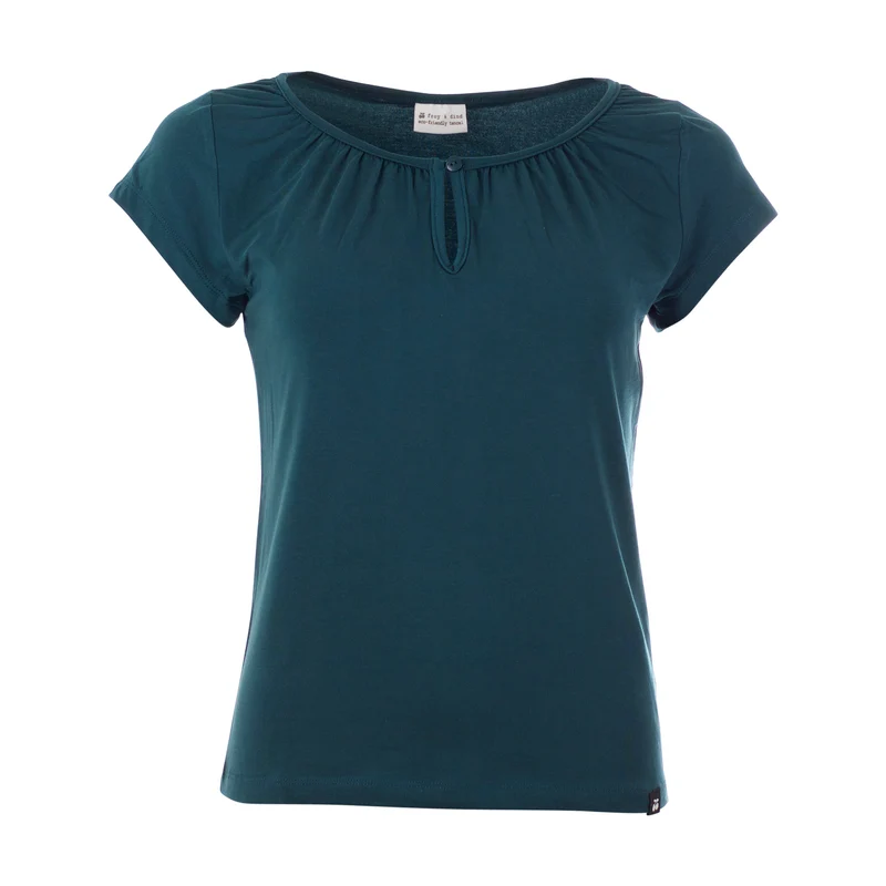 Top met geplooide hals | Froy & Dind shirt Charlotte teal