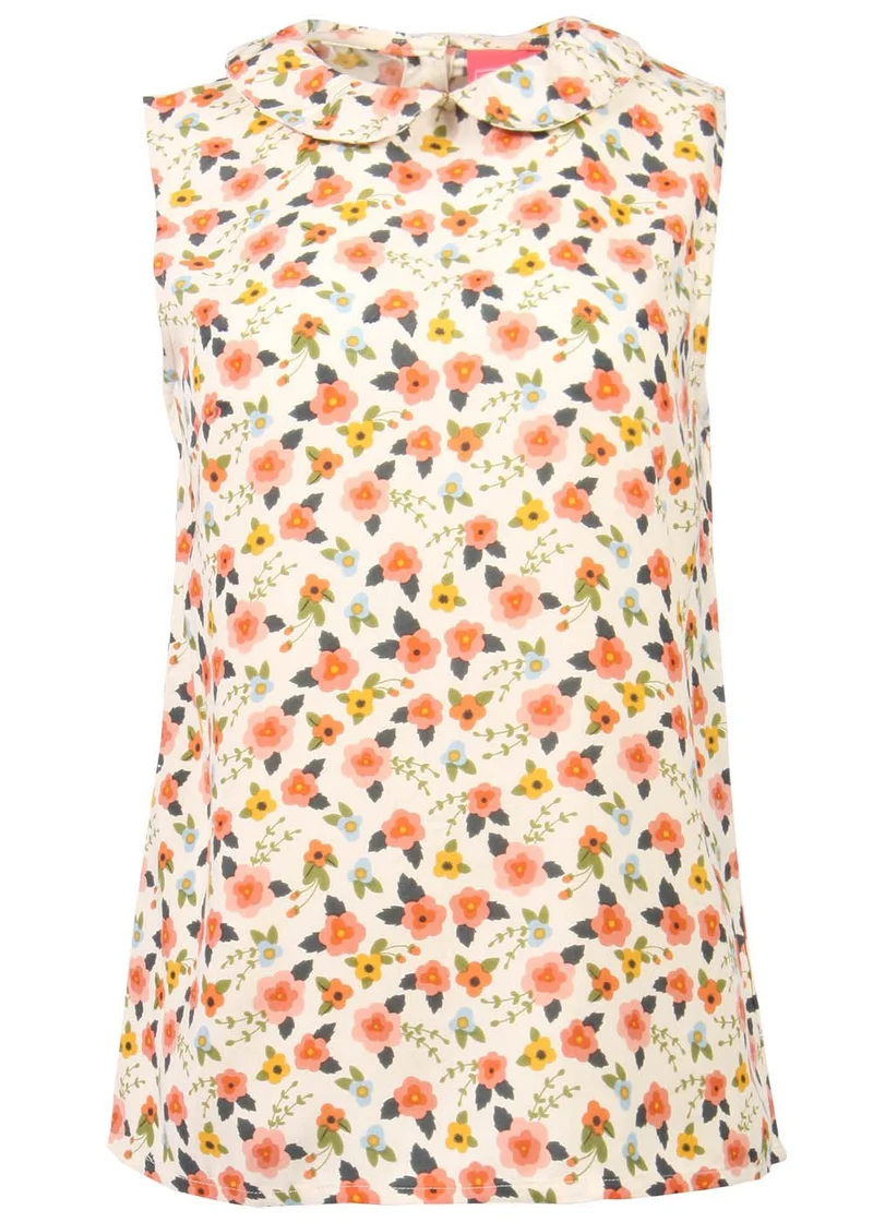 Circus Clothing sleeveless top floral antique white