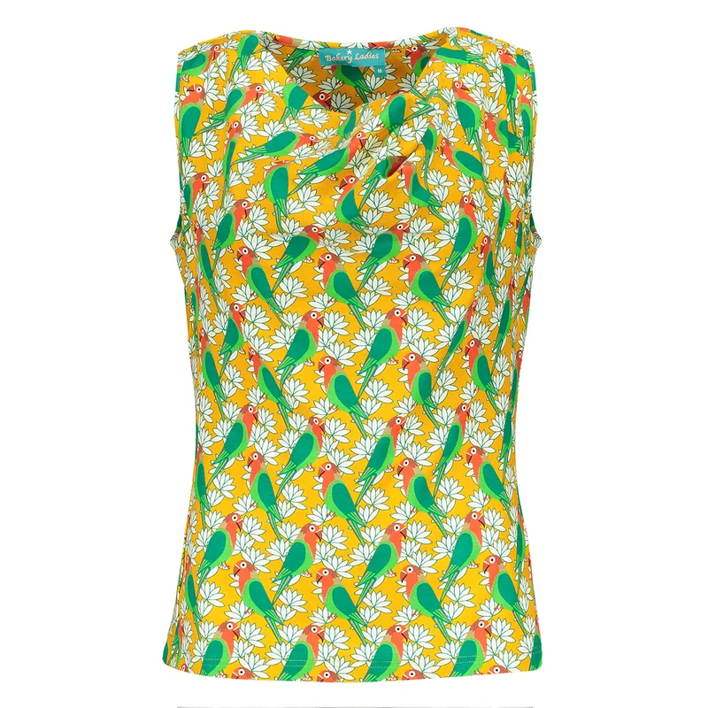 Mouwloze top met watervalhals | Bakery Ladies sleeveless water t-shirt parrot sundeck