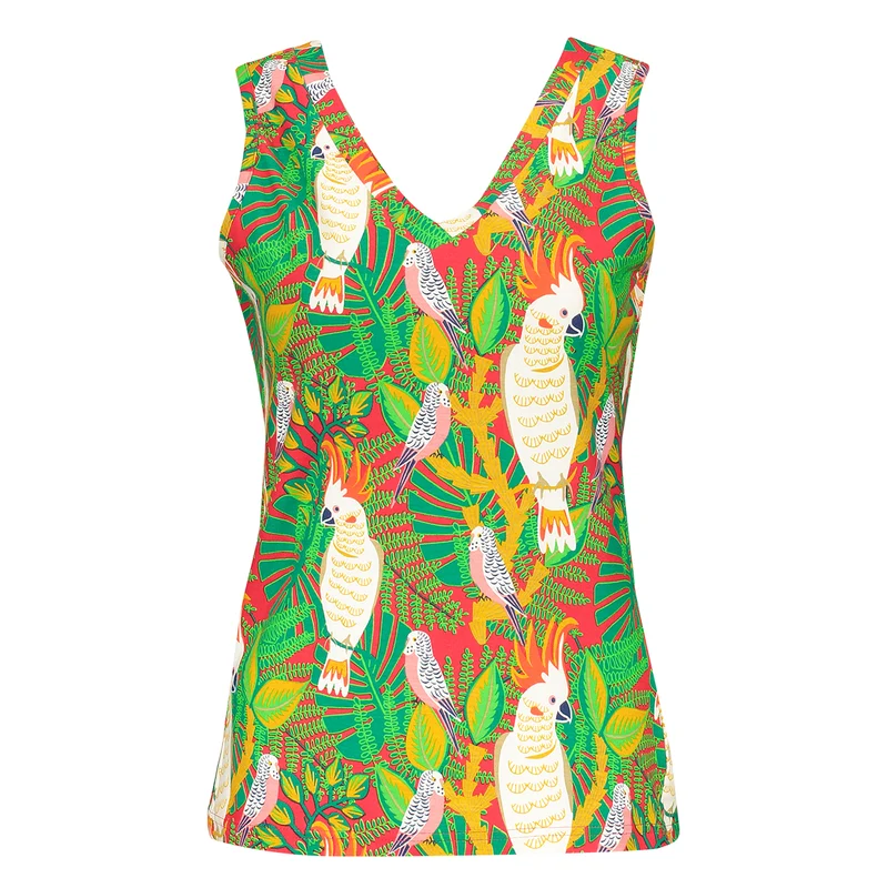 Bakery Ladies singlet Simone v-neck kakatoo tomato