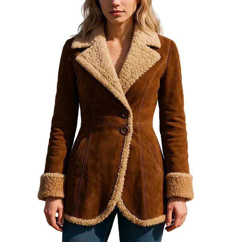 Dames Jas Met Kraag en Knopen Voor Casual Stijl