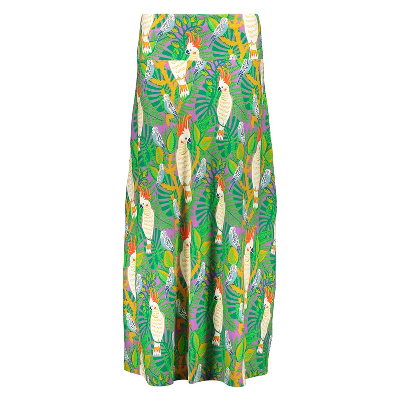 Rok met kaketoeprint | Bakery Ladies long wide skirt kakatoo lavendel