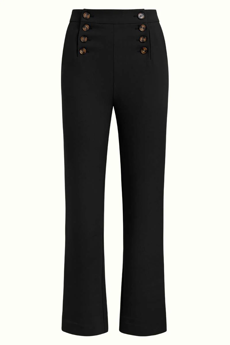 Sailor broek met licht uitlopende pijpen | King Louie Lara sailor pants tuillerie black