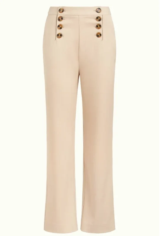 Sailor broek met licht uitlopende pijpen | King Louie Lara sailor pants hemingway putty ecru