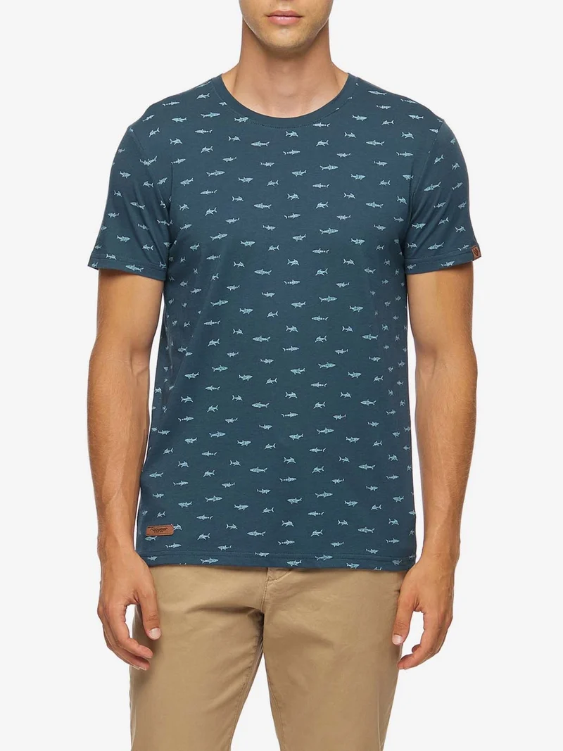 Blauw t-shirt met haaienprint | Ragwear scorie t-shirt ocean