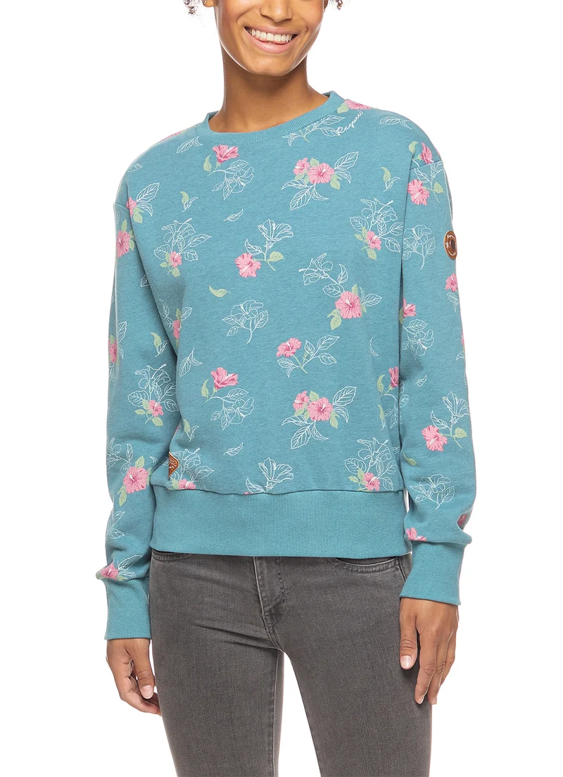 Trui met bloemenprint | Ragwear heikke sweatshirt aqua