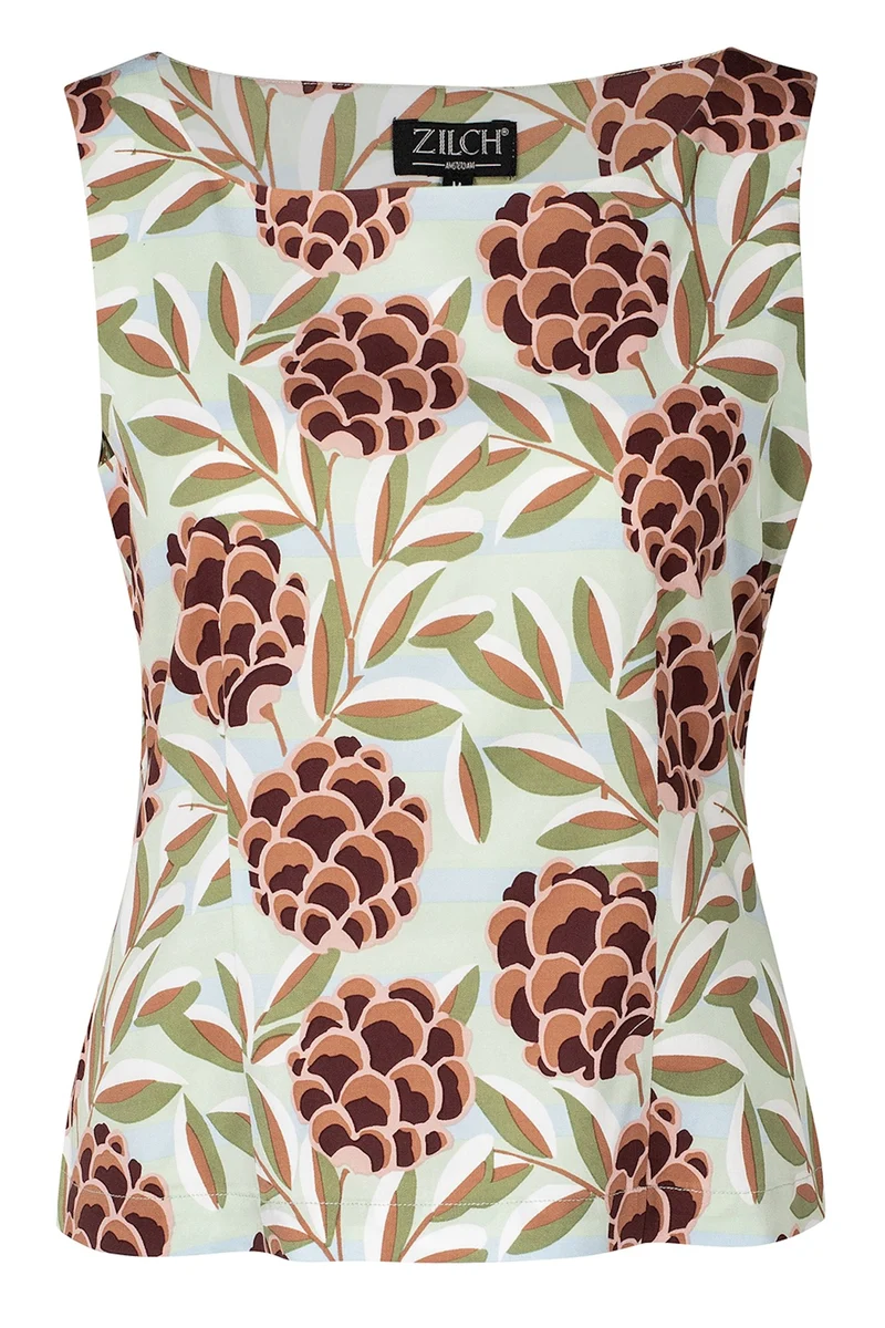 Zilch top buttons botanic pistache