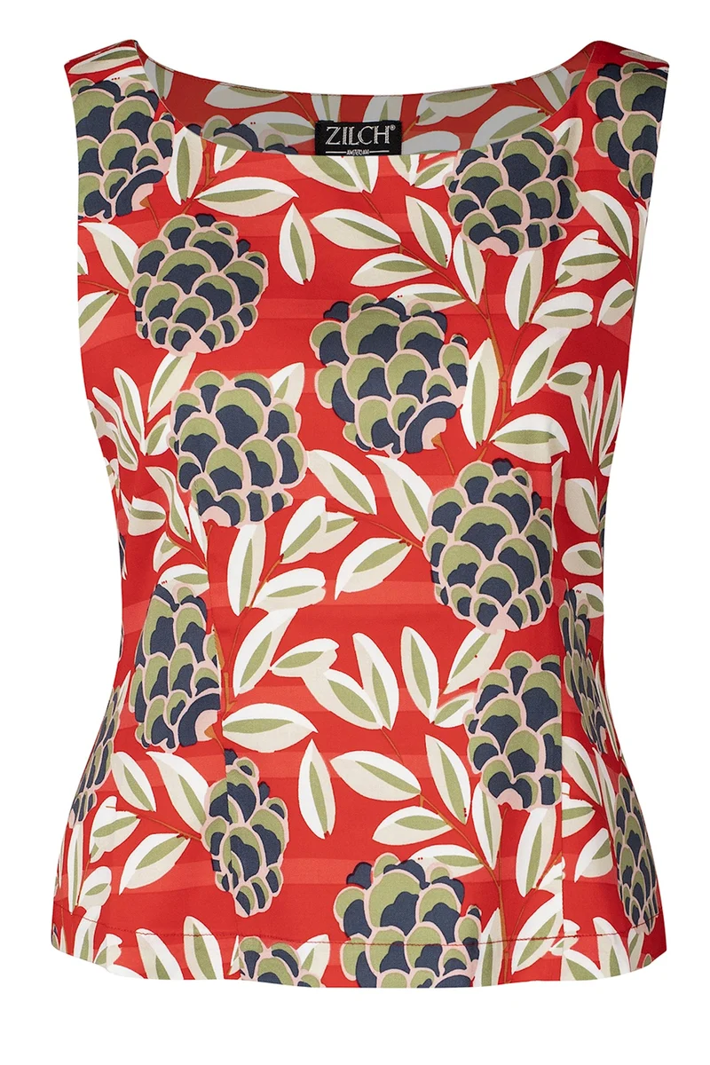 Zilch top buttons botanic poppy