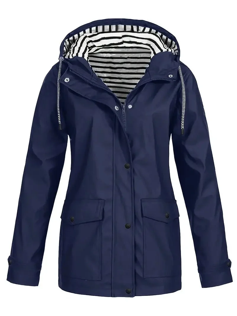 Regenjas Dames | Waterafstotend | Gestreepte Voering
