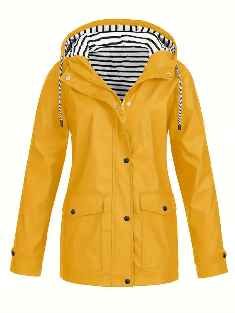 Regenjas Dames | Waterafstotend | Gestreepte Voering