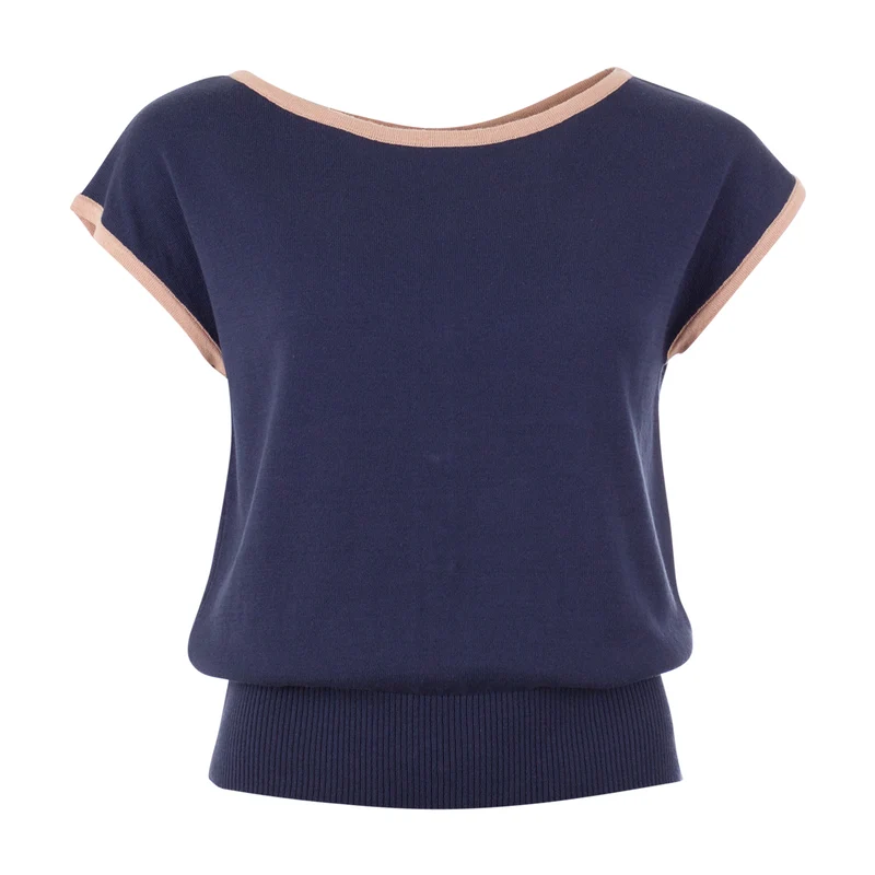 Blauwe top met ronde hals | Froy & Dind top Amy navy