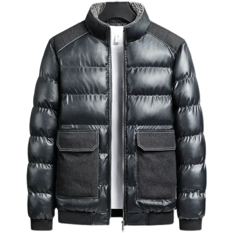 Heren Gewatteerd Jack met Denim Accenten