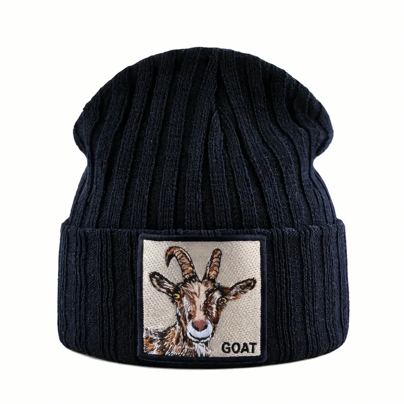 Unisex Gebreide Muts met Dierenpatches