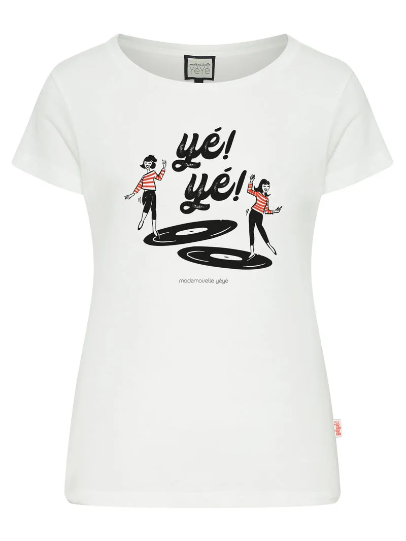 T-shirt van biologisch katoen | Mademoiselle YéYé dance! t-shirt ecru