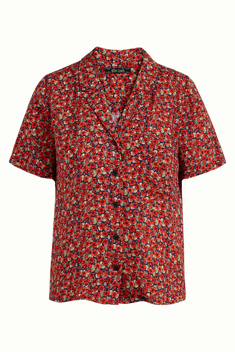 Blouse van duurzame viscose | King Louie Ella blouse poesia streeple blue