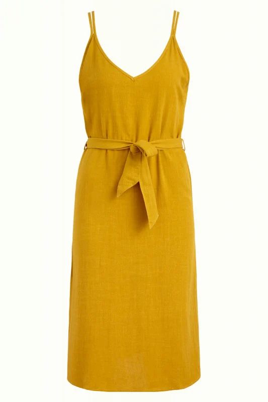 Jurkje met dubbele schouderbandjes | King Louie Nadya dress hooper gold