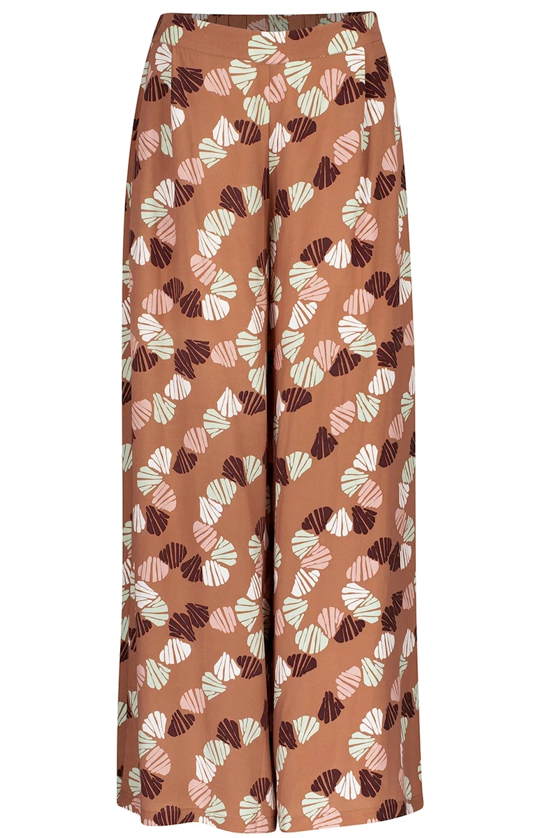 Broek met schelpenprint | Zilch pants wide shells almond