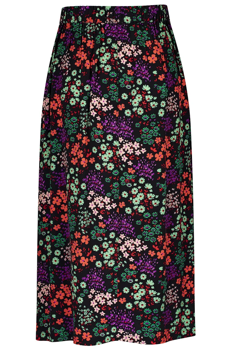 Rok met bloemenprint | Zilch skirt midi flowerfield black