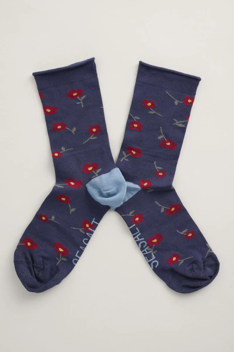 Seasalt Cornwall women's bamboo arty socks wild mallow light fathom