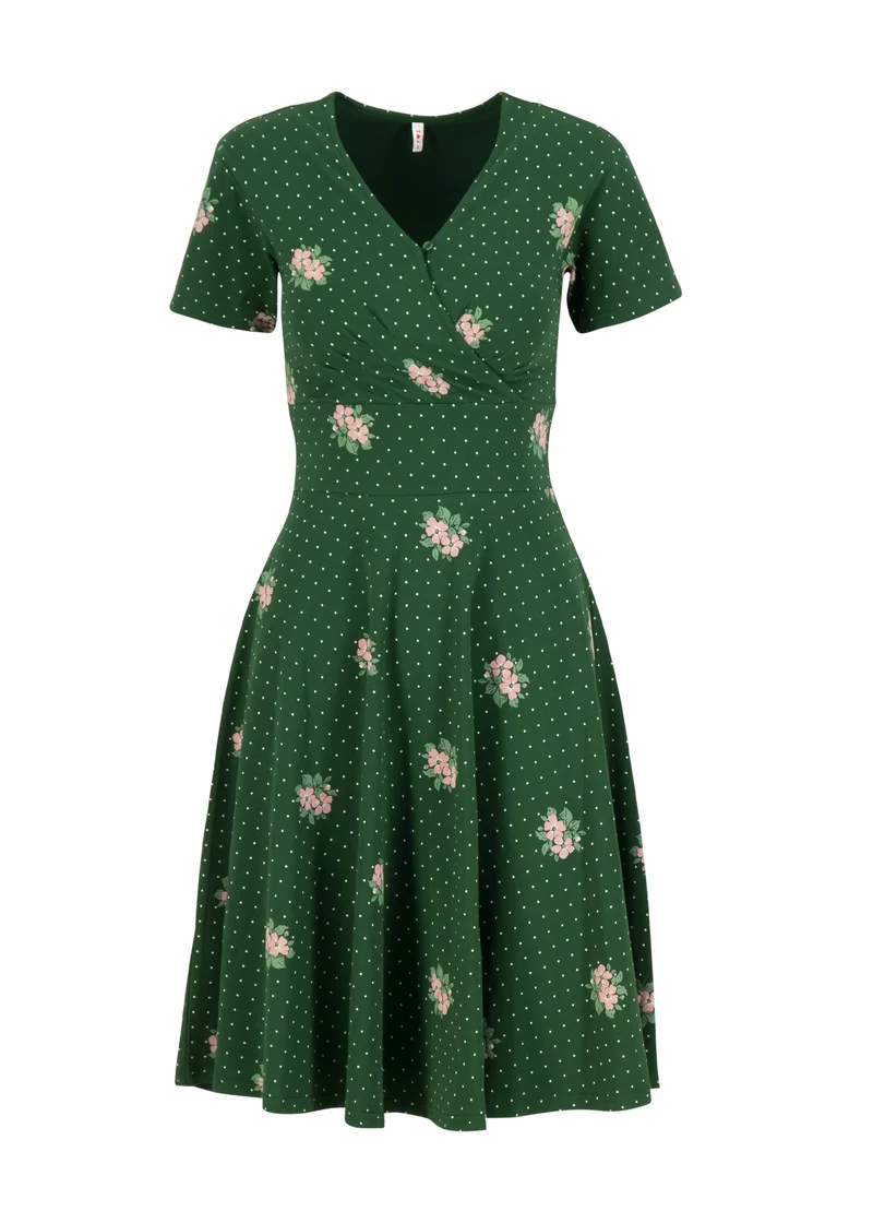 Groene jurk met overslag decolleté | Blutsgeschwister shalala tralala kleur rosie roses