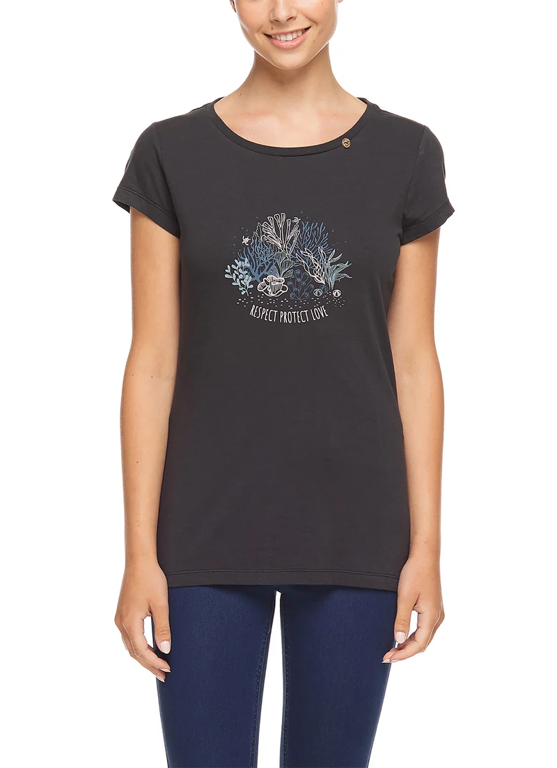 T-shirt met koraalprint | Ragwear mint remake top black