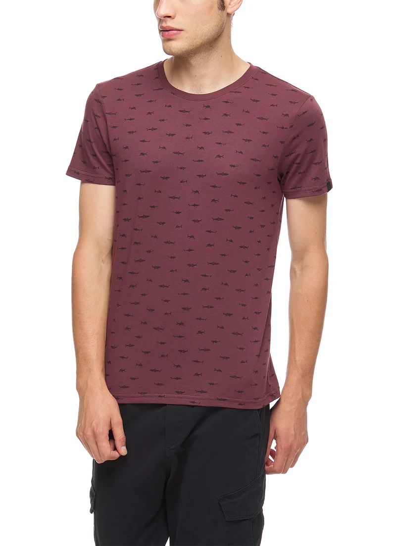 Rood t-shirt met haaienprint | Ragwear scorie t-shirt wine red
