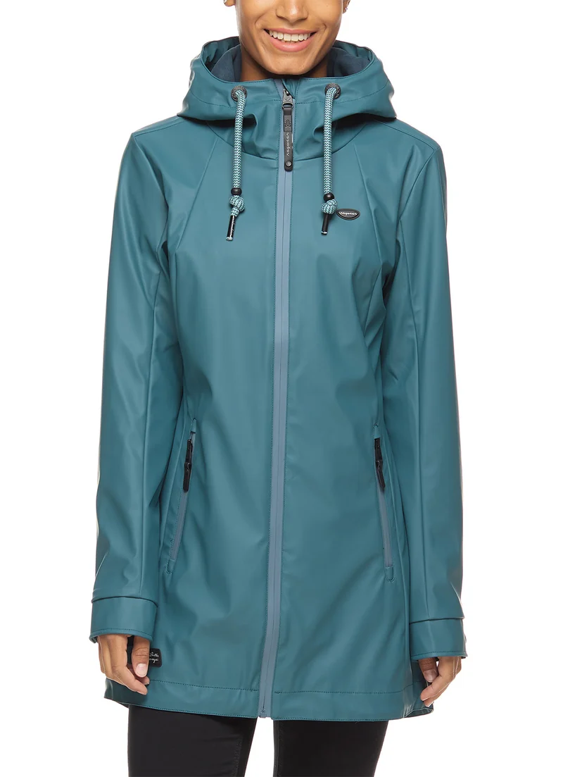 Blauwe jas met capuchon | Ragwear zuzka rainy jacket deep ocean