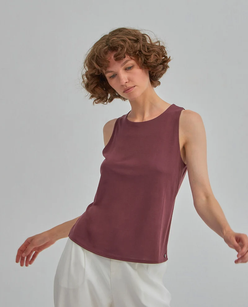 Bruine haltertop | Surkana halter neckline top maroon