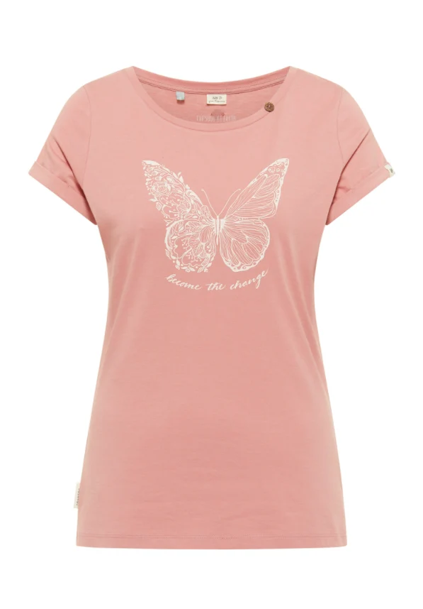 T-shirt met become the change | Ragwear Florah print organic rose