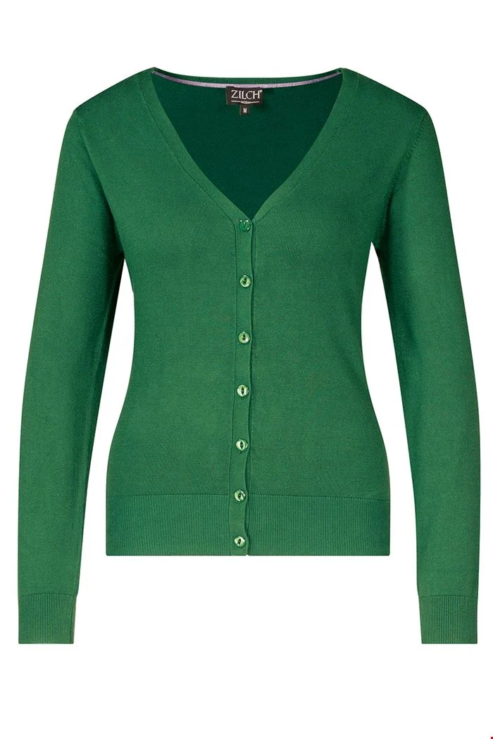 Groen vest van bamboe | Zilch cardigan v-neck bottle