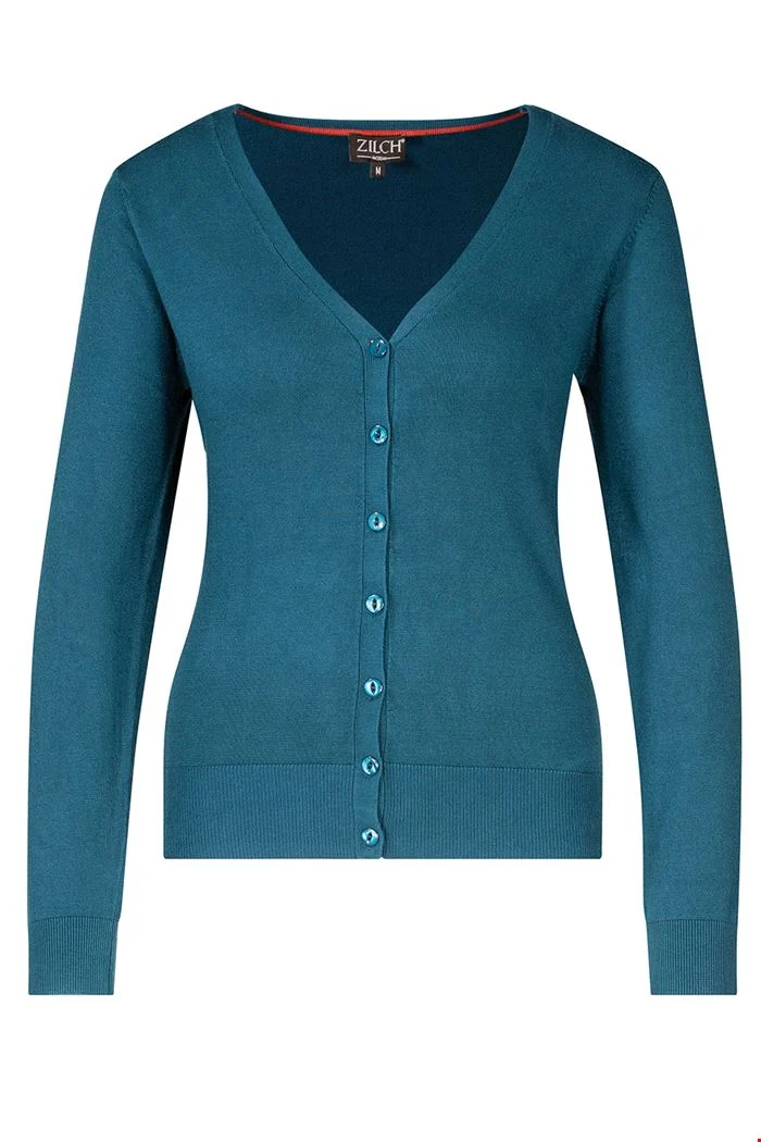 Blauw vest met knoopsluiting | Zilch cardigan v-neck petrol