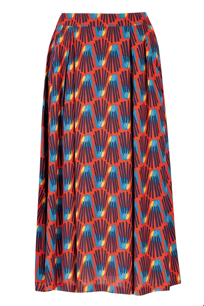 Halflange rok met zakken | Zilch skirt midi shuttle brick