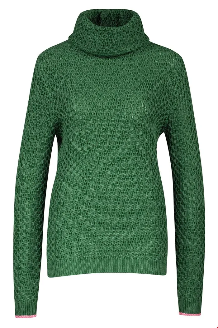 Groene trui van biologisch katoen | Zilch sweater roll neck bottle