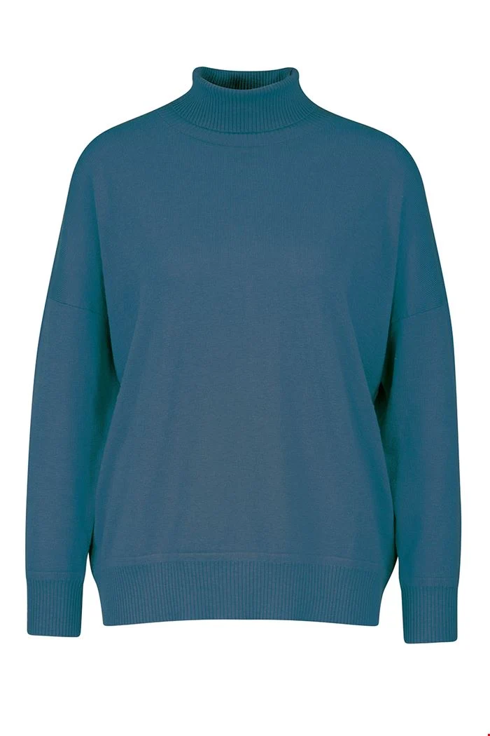 Blauwe losvallende trui | Zilch sweater wide petrol