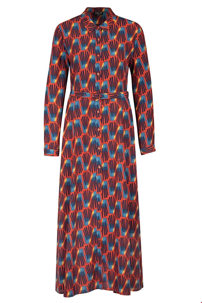 Lange jurk van soepele viscose | Zilch dress long shuttle brick