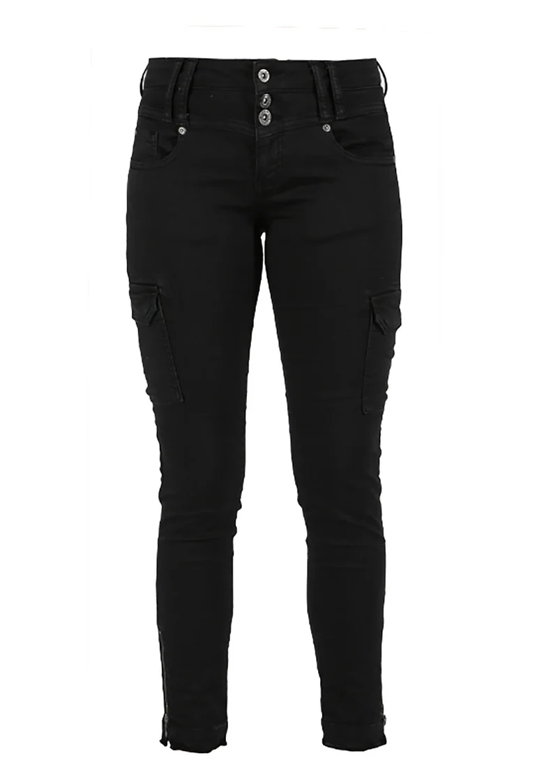 Zwarte broek met enkelritsjes | M.O.D. Megan cargo black