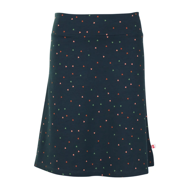 Rokje met driehoekjesprint | Froy & Dind skirt long triangle green jersey cotton