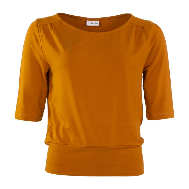 Oranje losvallende top | Froy & Dind shirt Joni pumpkin jersey tencel