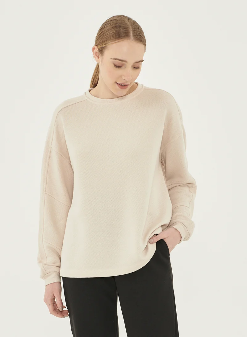 Losvallende comfortabele trui | Organication women's sweatshirt stone
