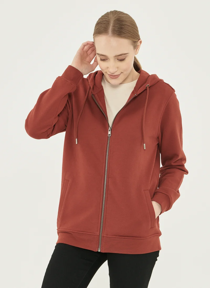 Rood dames vest | Organication women's full zip hoodie ginger