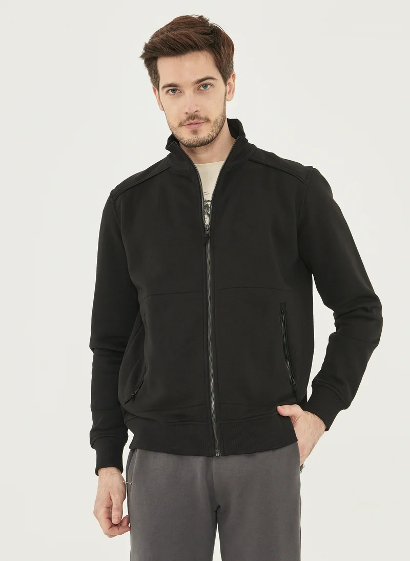 Zwart vest met ritssluiting | Organication men's full zip sweatshirt black