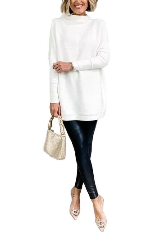 Dames Oversized Gebreide Trui met Opstaande Kraag