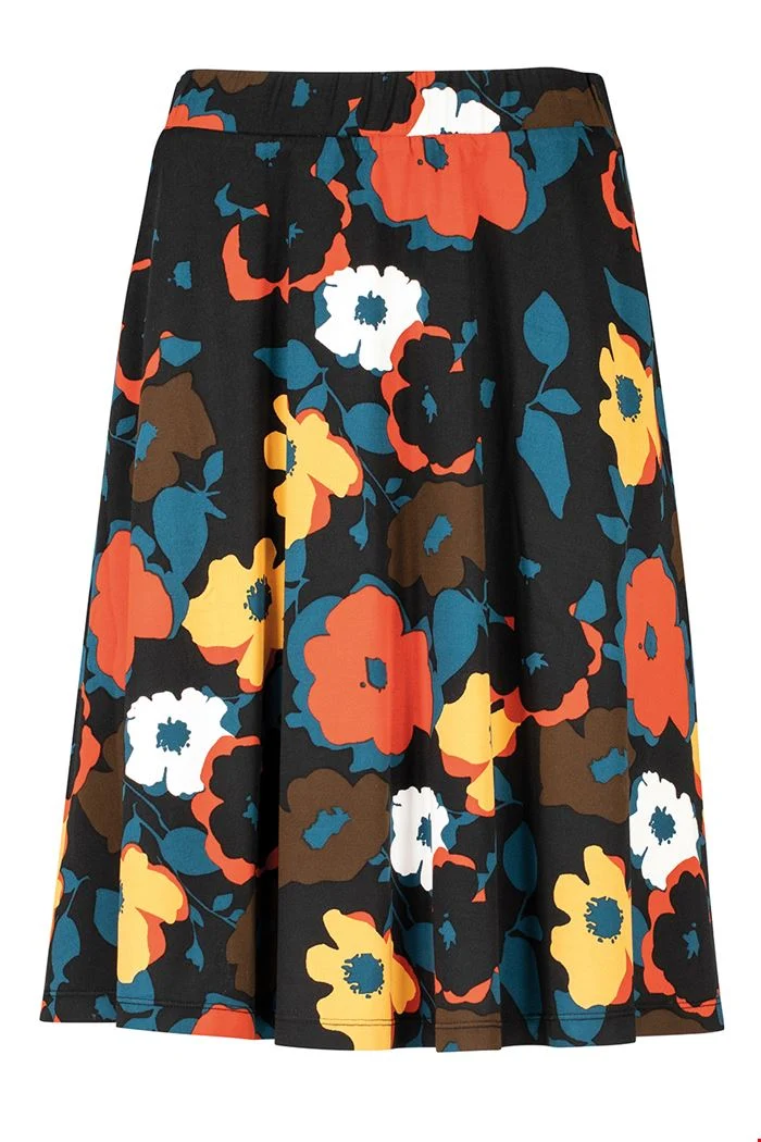 Rokje met grote bloemenprint | Zilch skirt bouquet petrol