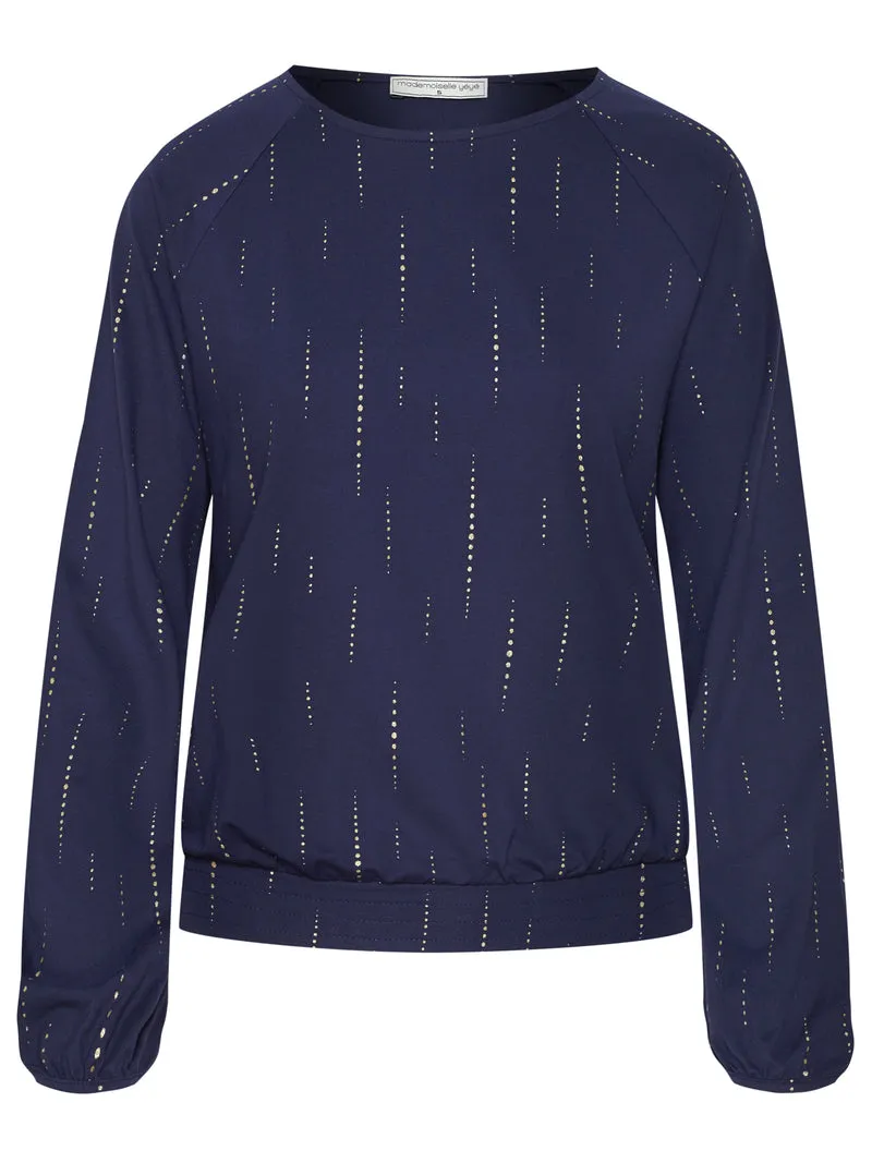 Blauwe top met gouden stip | Mademoiselle YéYé casual mood top sparkle blue